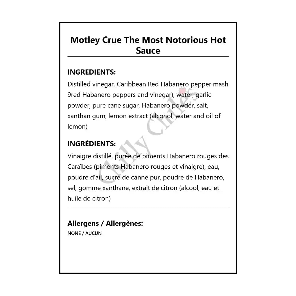 Motley Crue The Most Notorious Hot Sauce - Hot Sauce