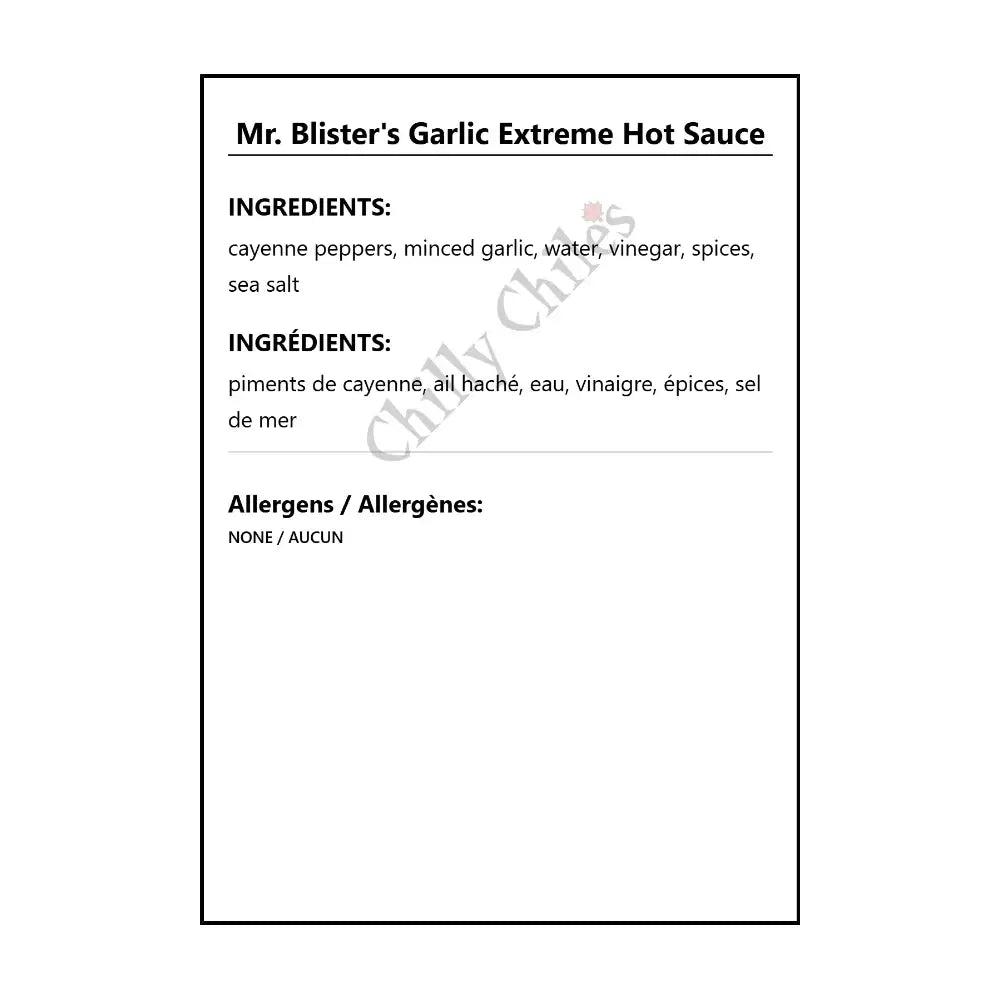 Mr. Blister’s Garlic Extreme Hot Sauce - Hot Sauce