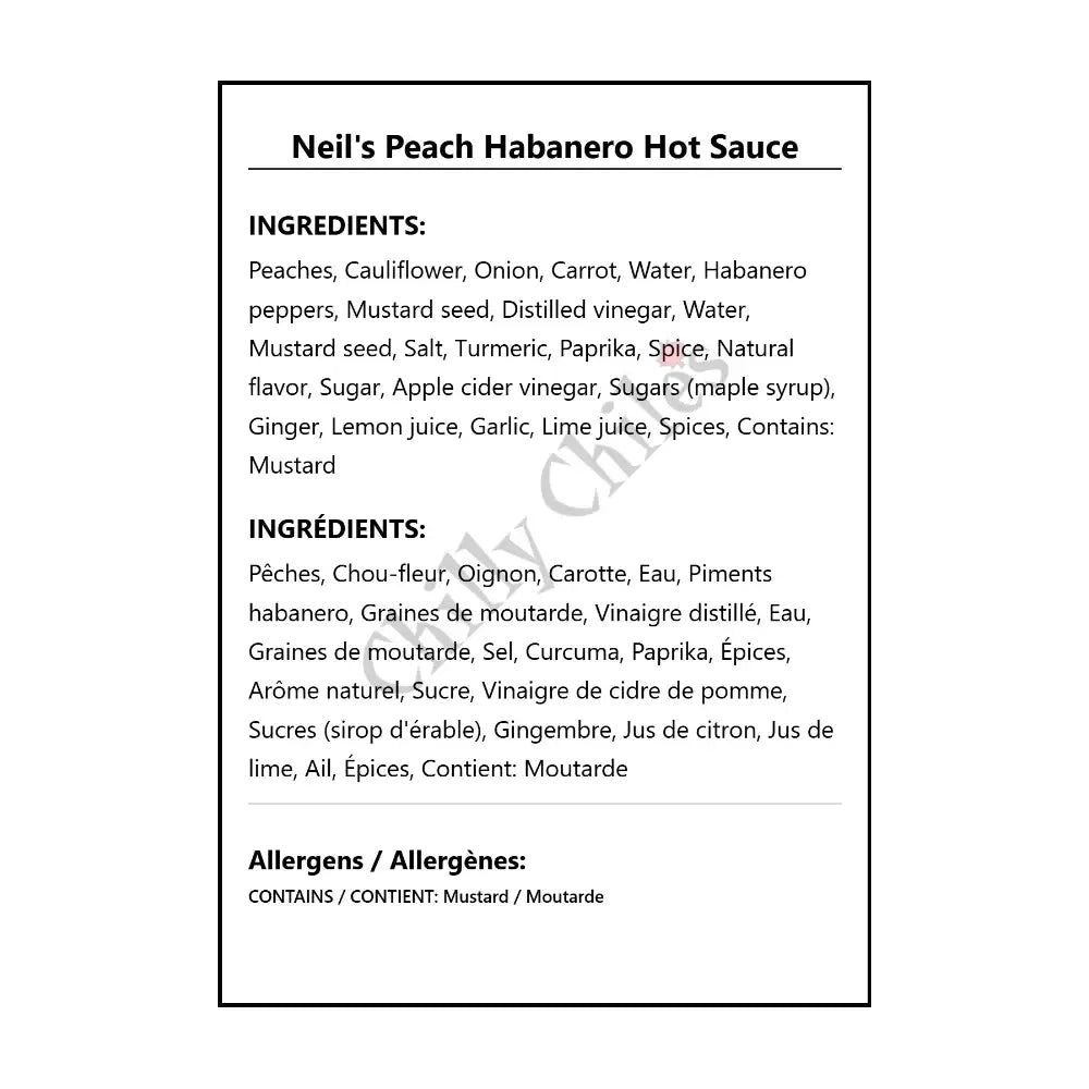Neil’s Peach Habanero Hot Sauce - Hot Sauce