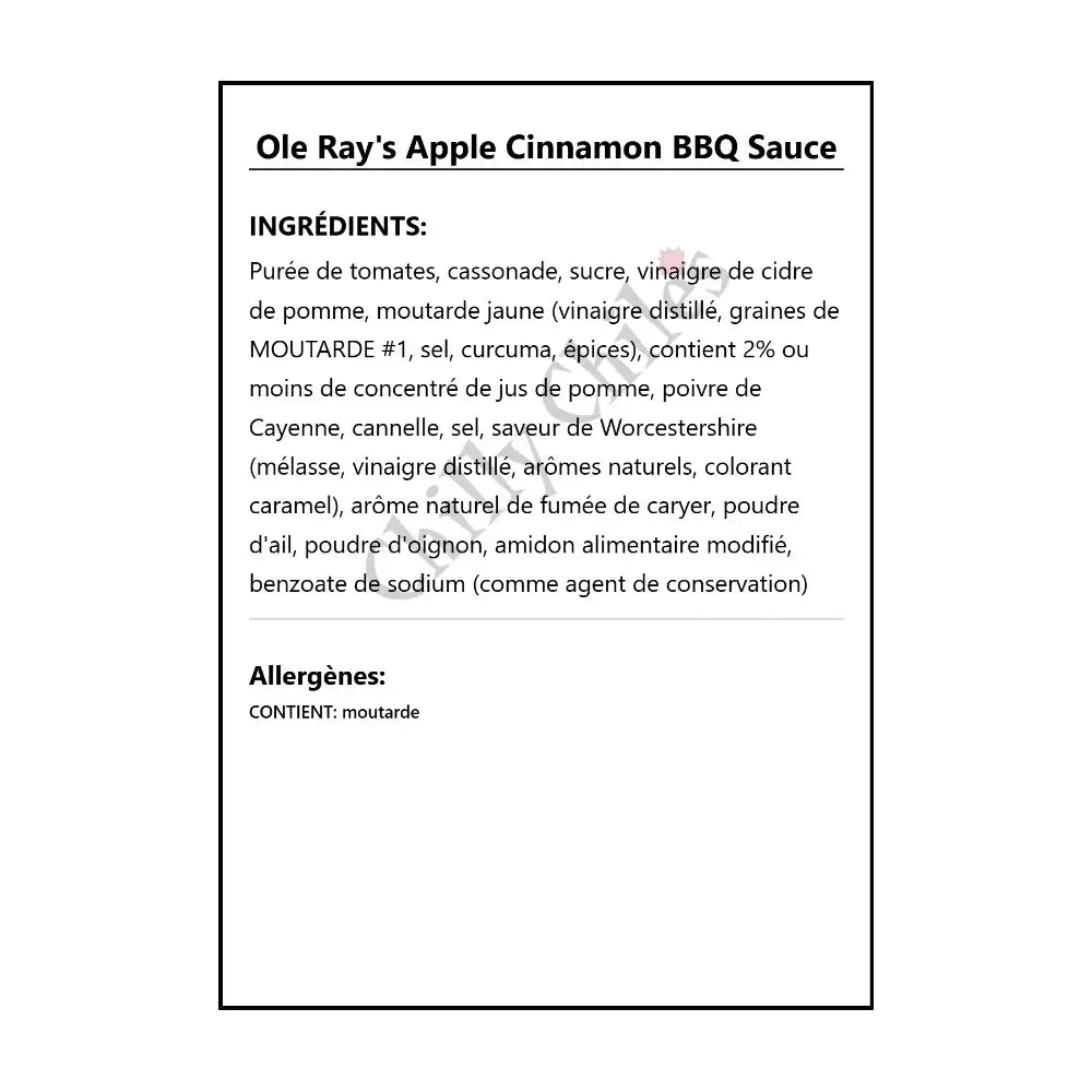 Ole Ray’s Apple Cinnamon BBQ Sauce - BBQ Sauce