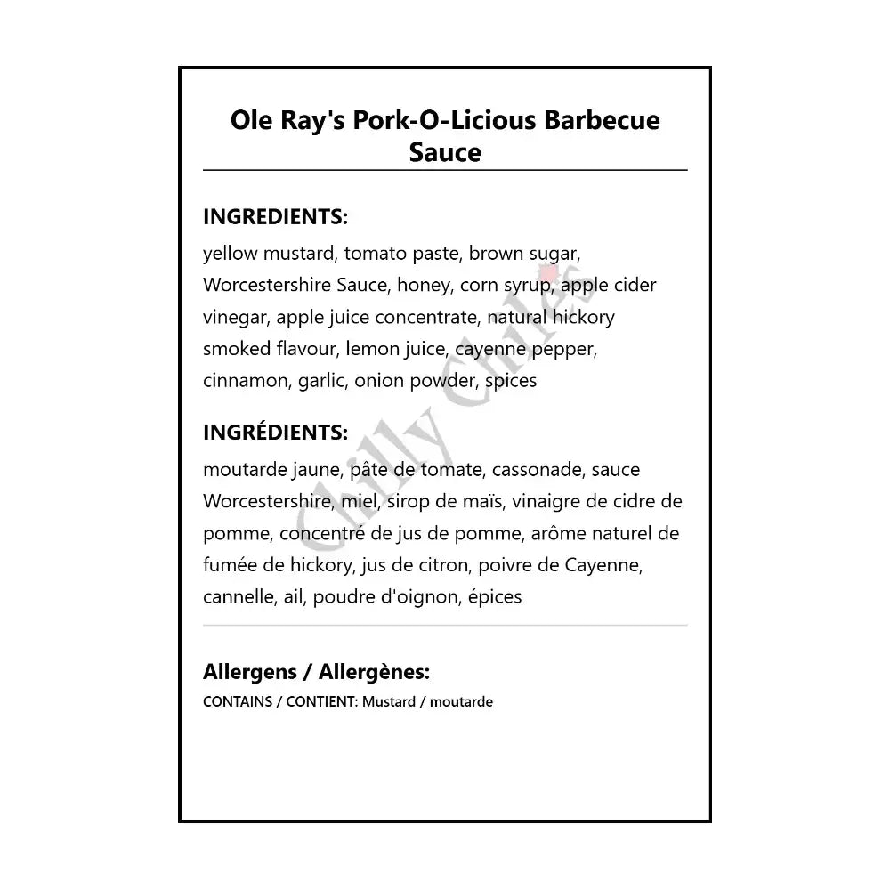 Ole Ray’s Pork-O-Licious Barbecue Sauce - BBQ Sauce