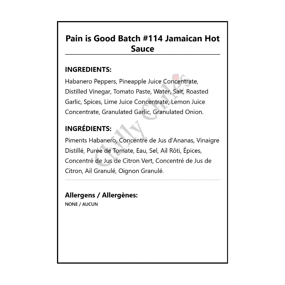Pain is Good Batch #114 Jamaican Hot Sauce - Hot Sauce