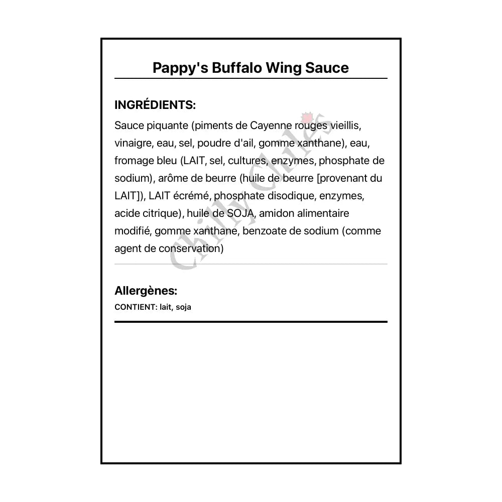 Pappy’s Buffalo Wing Sauce - Wing Sauce