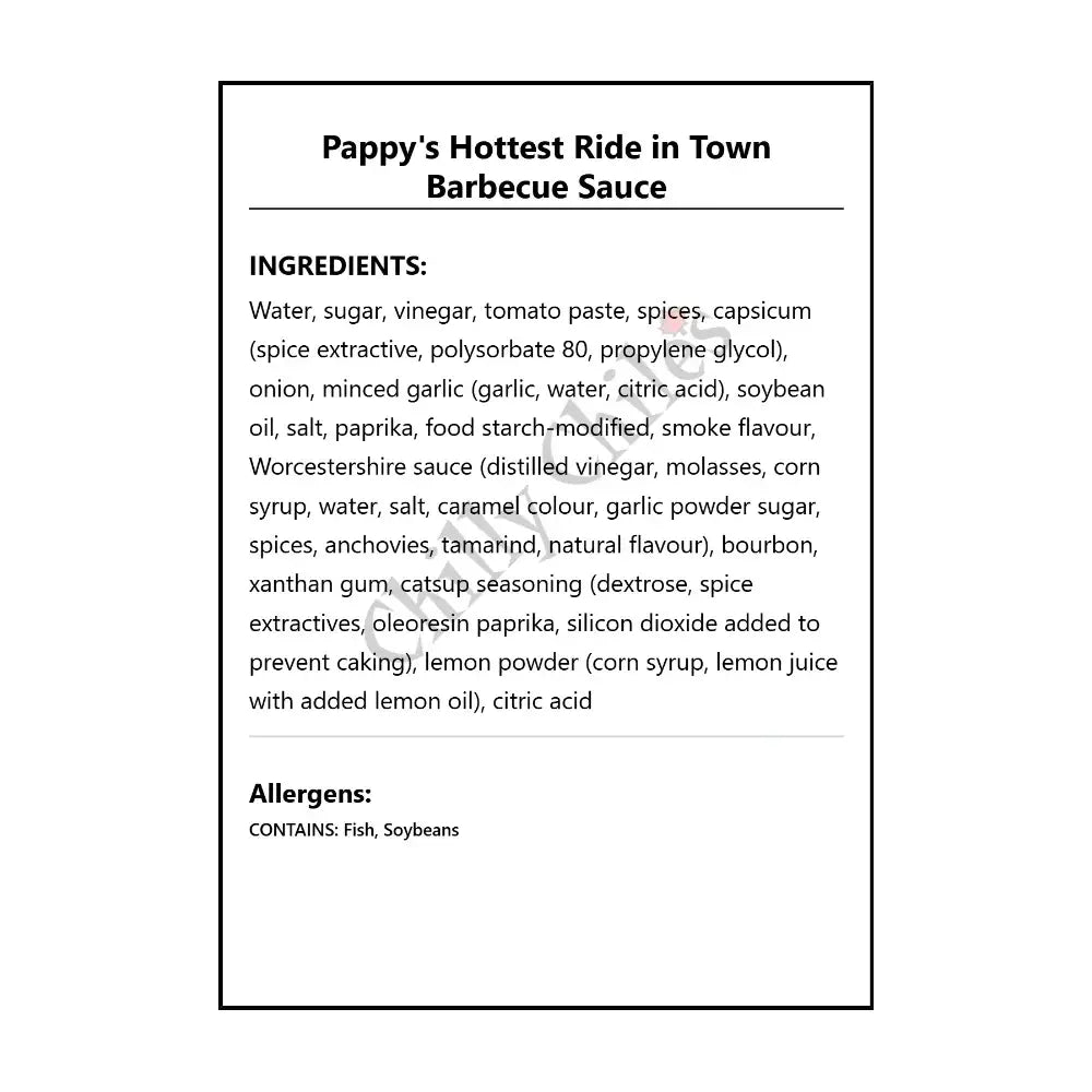 Pappy’s Hottest Ride in Town Barbecue Sauce - BBQ Sauce