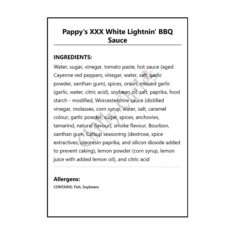 Pappy’s XXX White Lightnin’ BBQ Sauce - BBQ Sauce