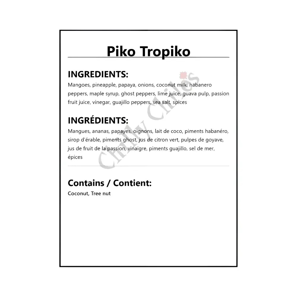 Piko Peppers Tropiko Hot Sauce - Hot Sauce