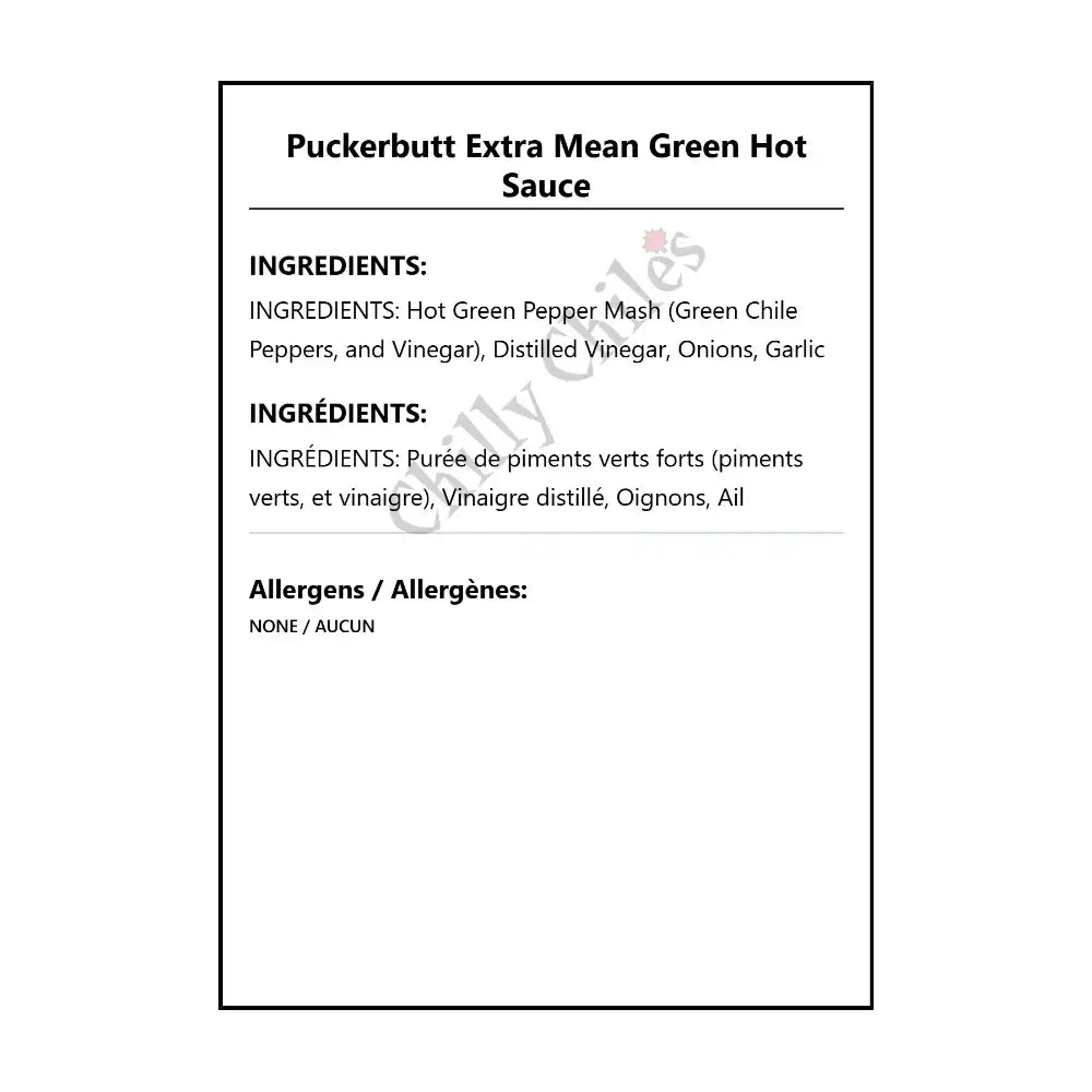 Puckerbutt Extra Mean Green Hot Sauce - Hot Sauce