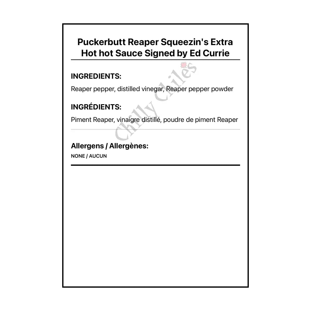 Puckerbutt Reaper Squeezin’s Extra Hot hot Sauce Signed by Ed Currie - Hot Sauce