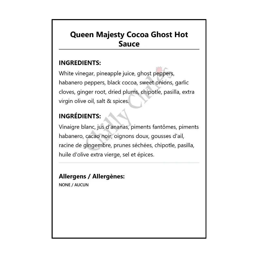 Queen Majesty Cocoa Ghost Hot Sauce - Hot Sauce