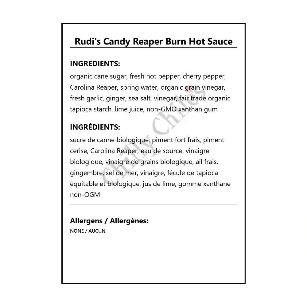 Rudi’s Candy Reaper Burn Hot Sauce - Hot Sauce