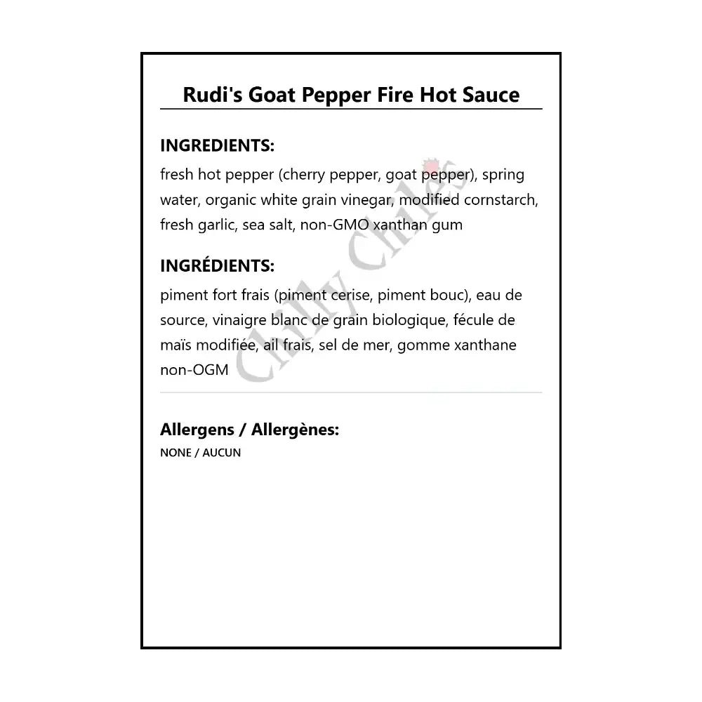 Rudi’s Goat Pepper Fire Hot Sauce - Hot Sauce