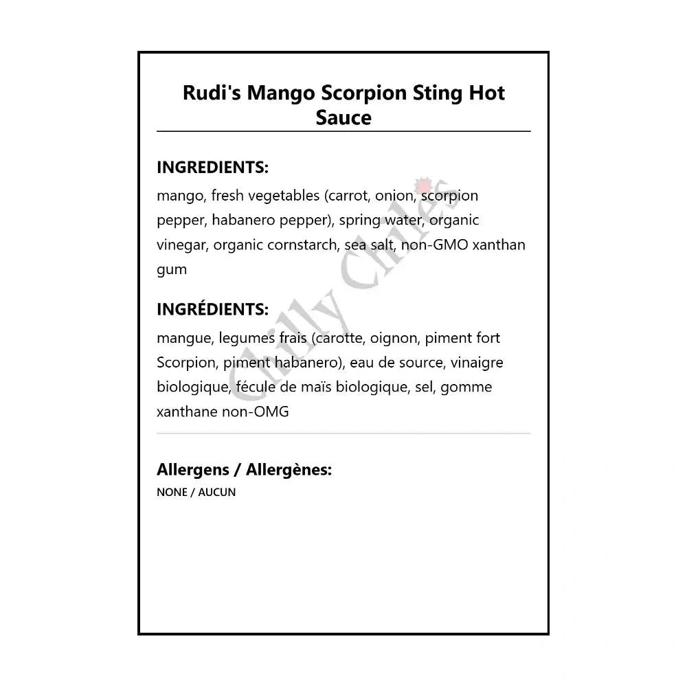 Rudi’s Mango Scorpion Sting Hot Sauce - Hot Sauce