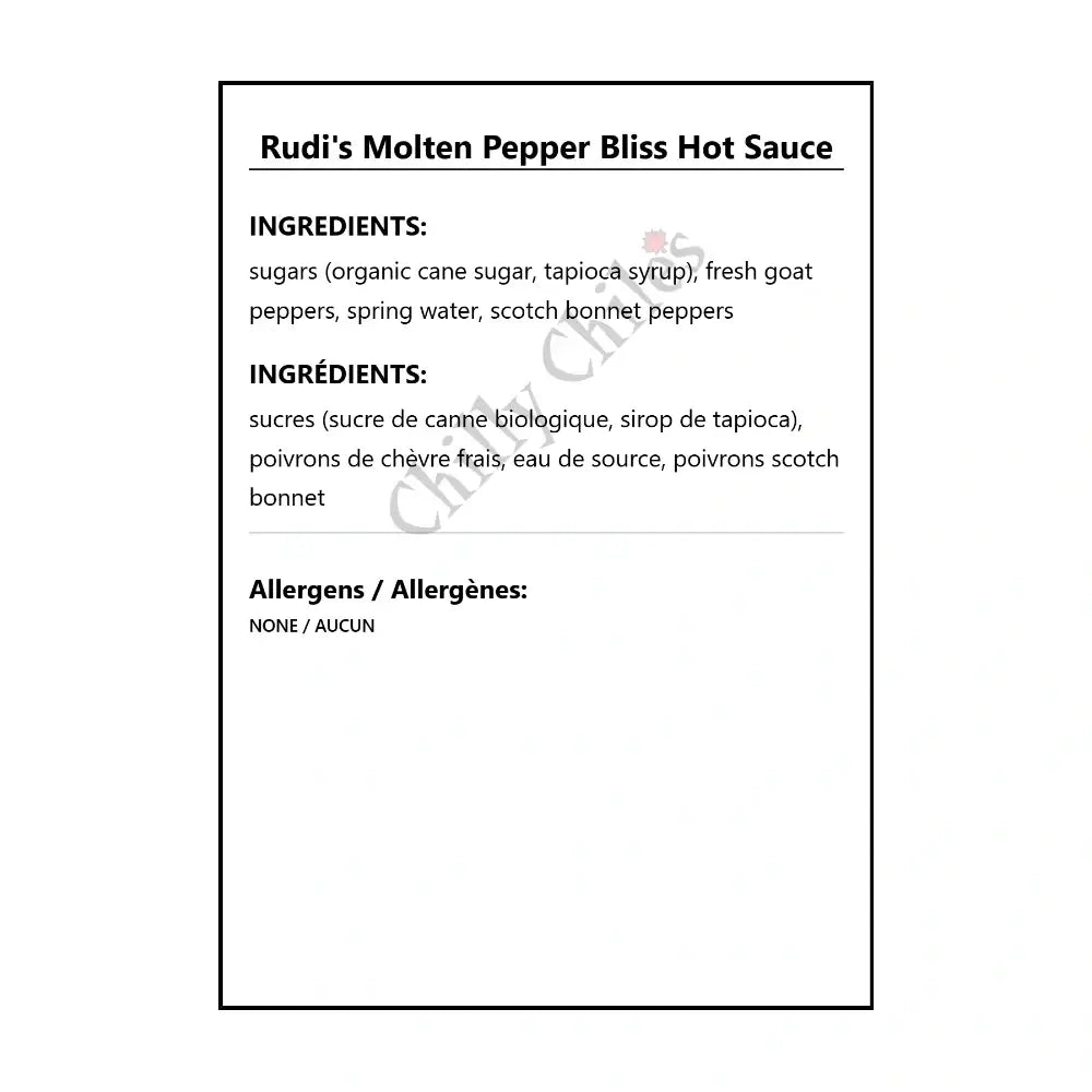 Rudi’s Molten Pepper Bliss Hot Sauce - Hot Sauce