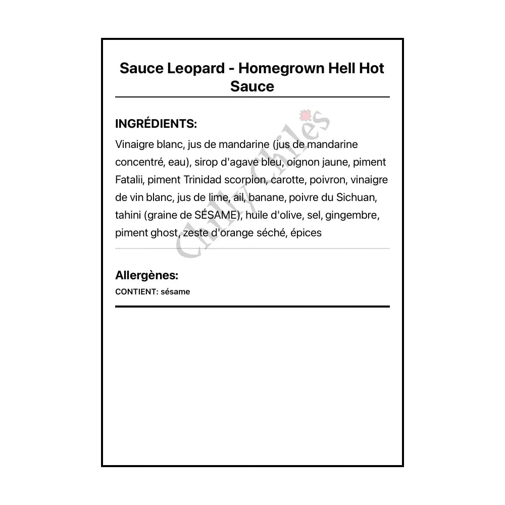 Sauce Leopard - Homegrown Hell Hot Sauce - Hot Sauce