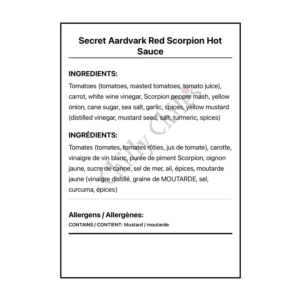 Secret Aardvark Red Scorpion Hot Sauce - Hot Sauce