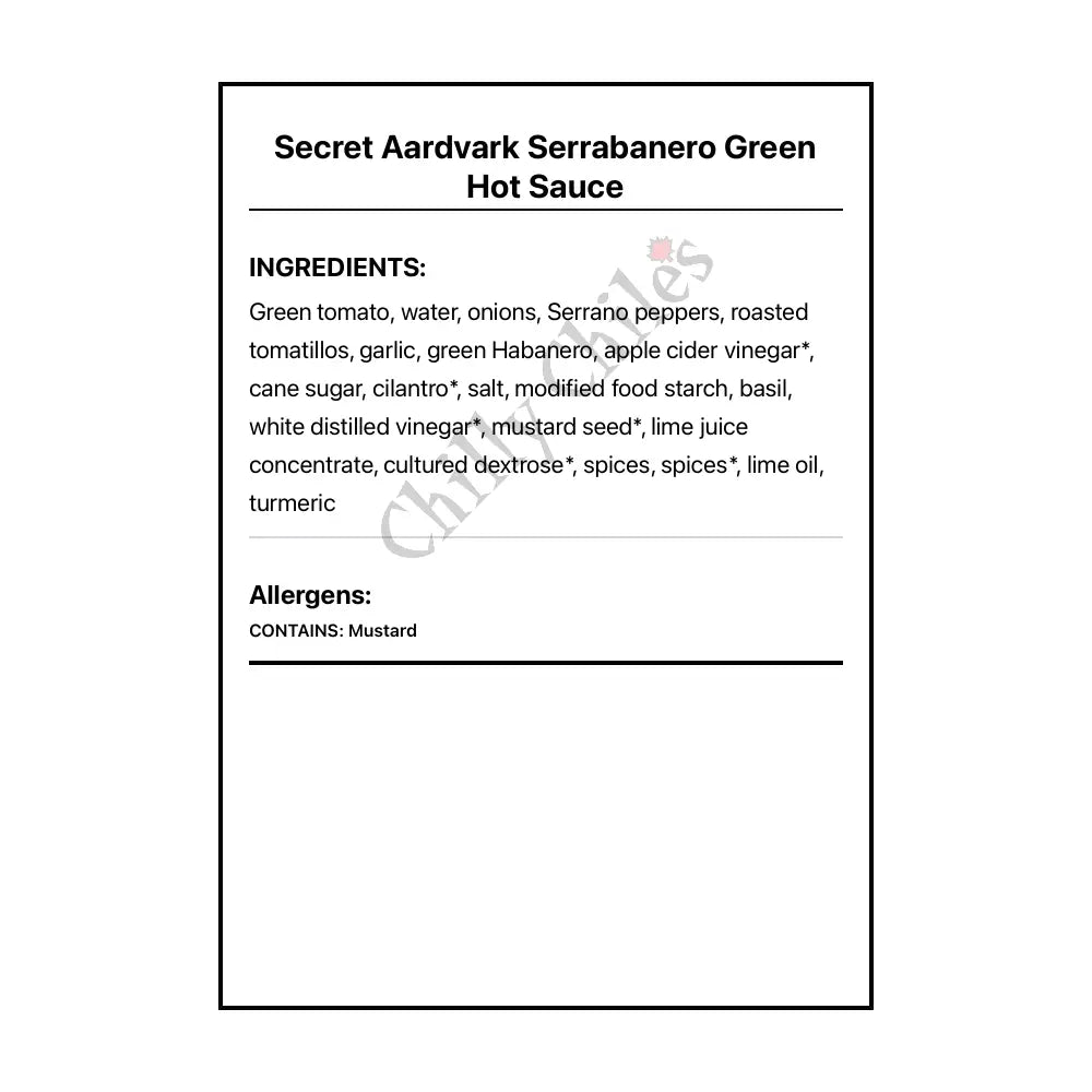 Secret Aardvark Serrabanero Green Hot Sauce - Hot Sauce