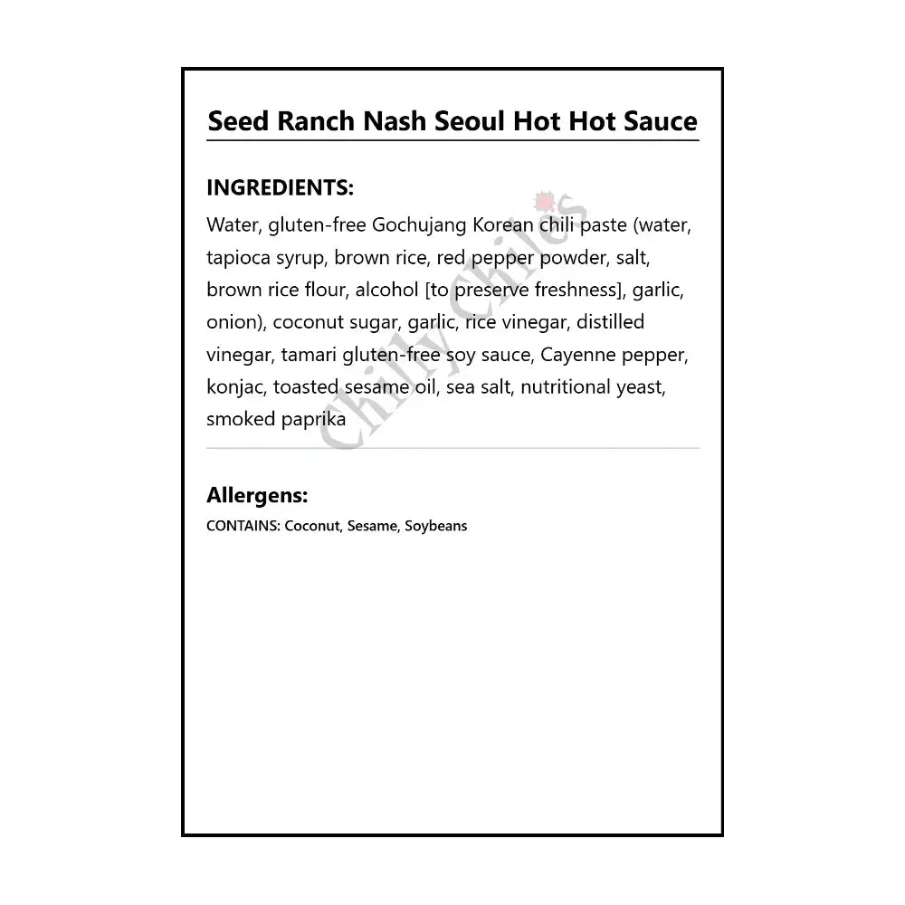 Seed Ranch Nash Seoul Hot Hot Sauce - Hot Sauce