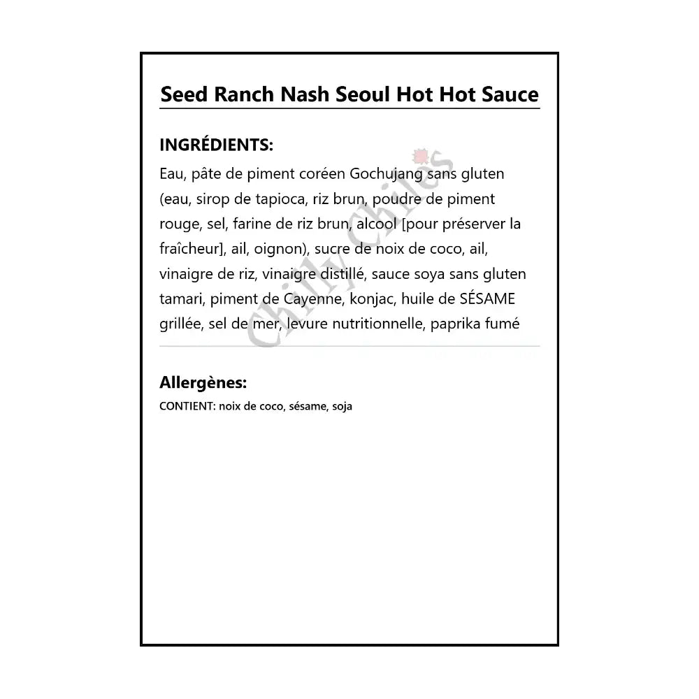 Seed Ranch Nash Seoul Hot Hot Sauce - Hot Sauce