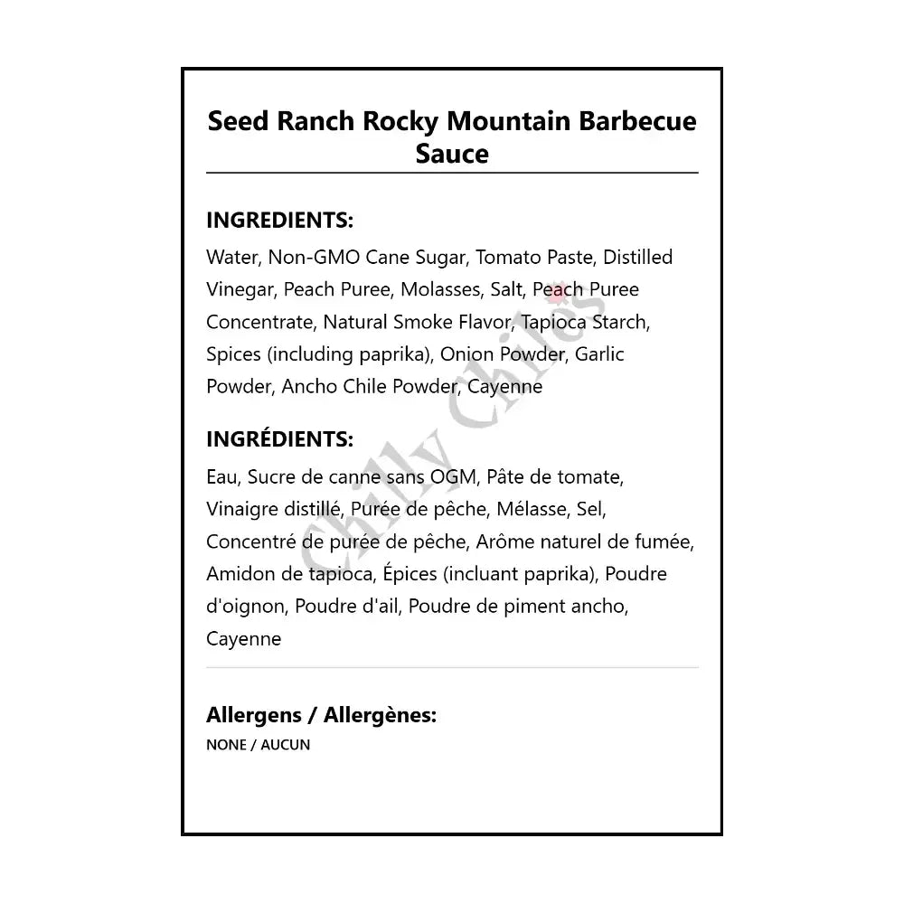 Seed Ranch Rocky Mountain Barbecue Sauce - BBQ Sauce