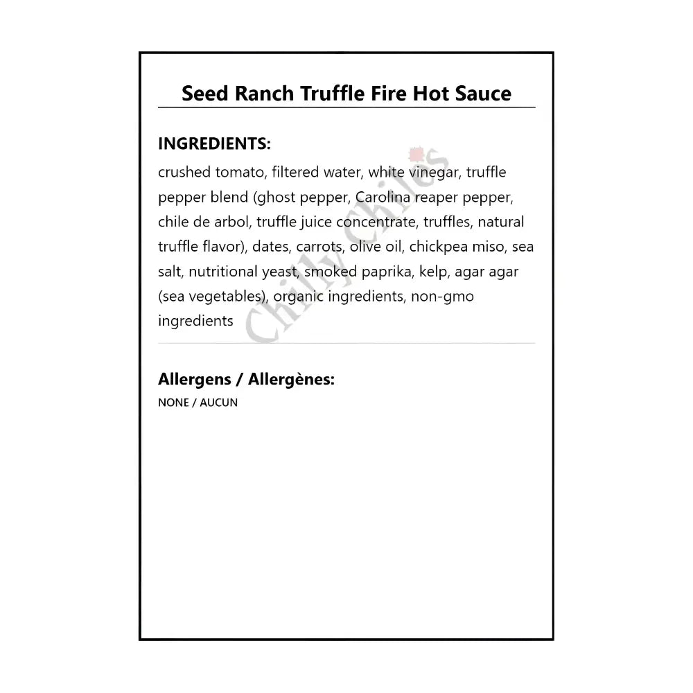 Seed Ranch Truffle Fire Hot Sauce - Hot Sauce