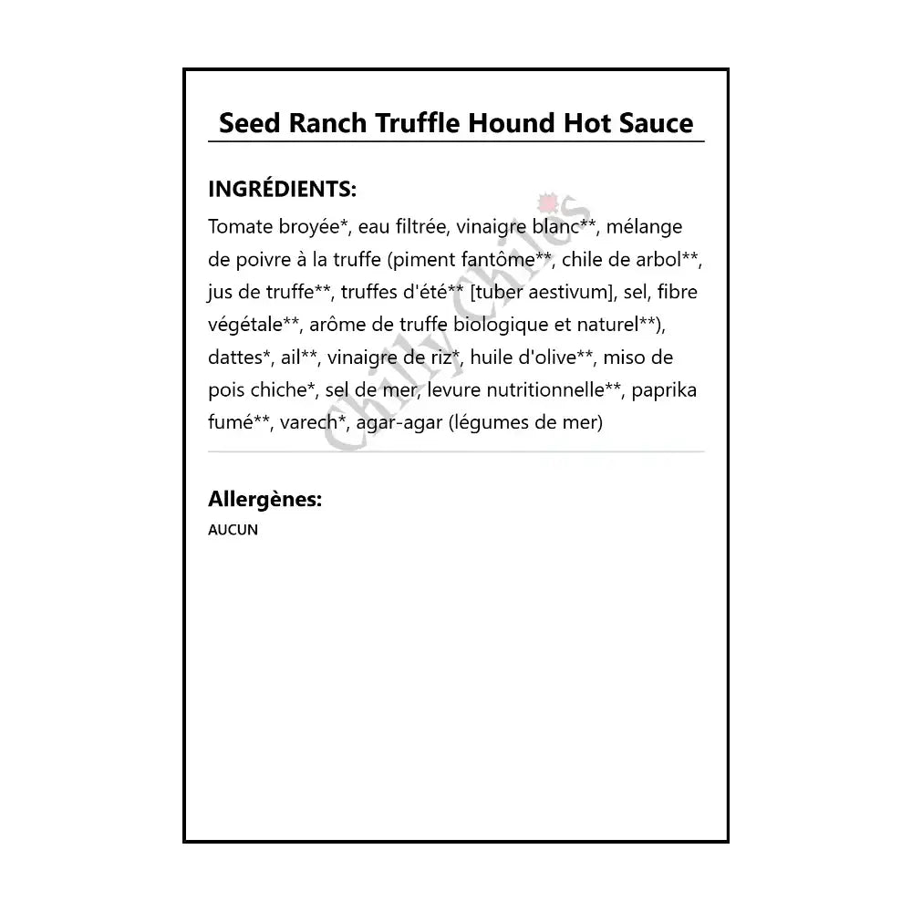 Seed Ranch Truffle Hound Hot Sauce - Hot Sauce