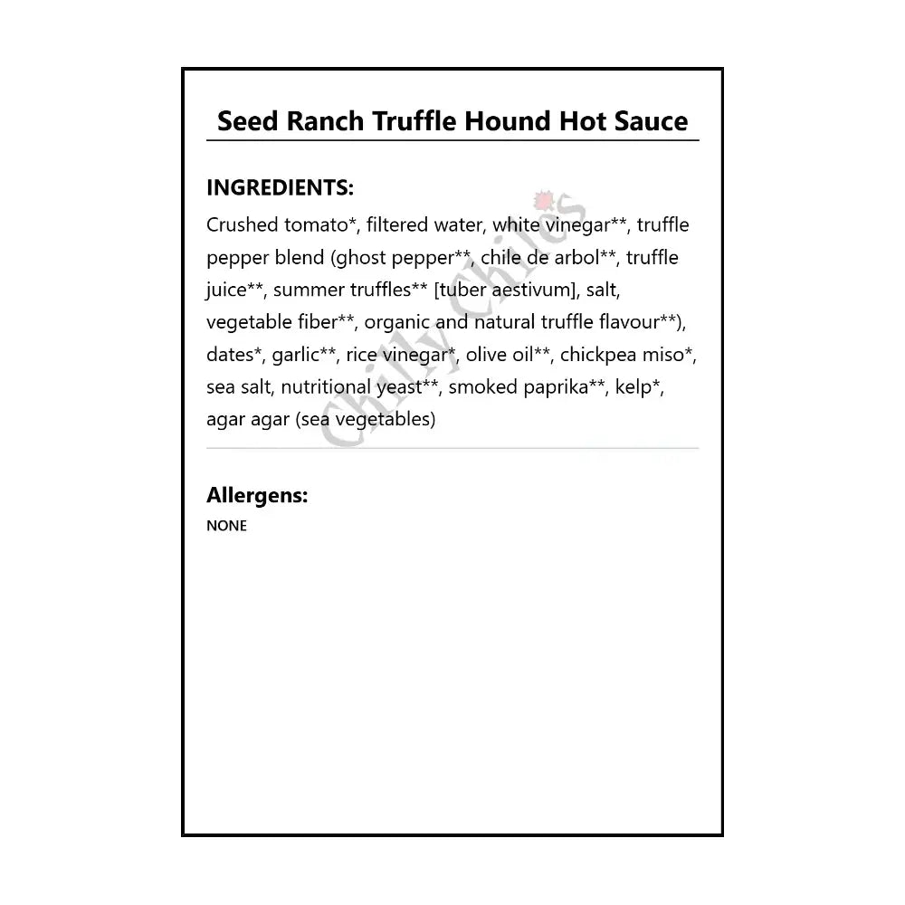 Seed Ranch Truffle Hound Hot Sauce - Hot Sauce