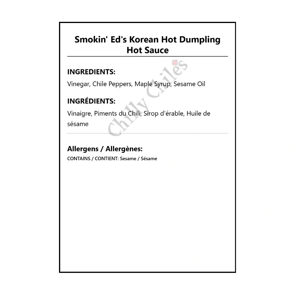 Smokin’ Ed’s Korean Hot Dumpling Hot Sauce - Hot Sauce