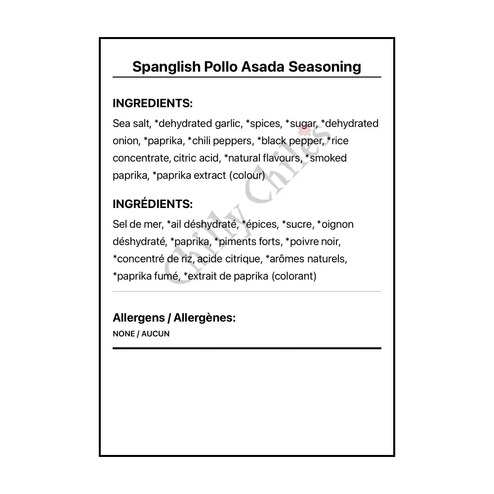 Spanglish Pollo Asada Seasoning - Spice/Peppers