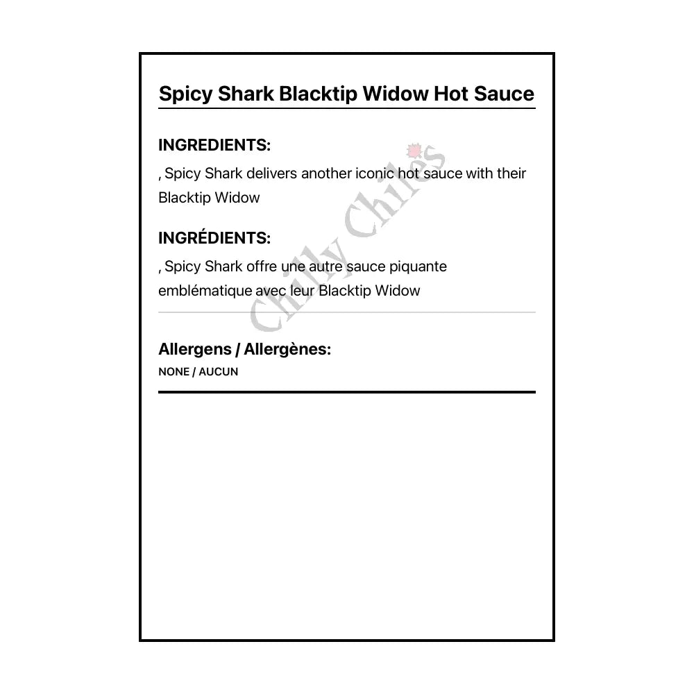 Spicy Shark Blacktip Widow Hot Sauce - Hot Sauce