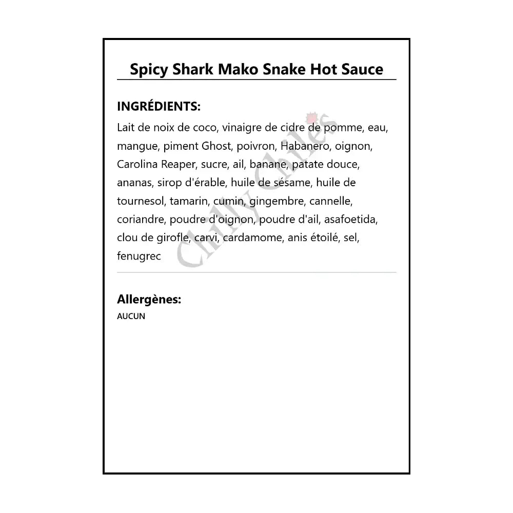 Spicy Shark Mako Snake Hot Sauce - Hot Sauce