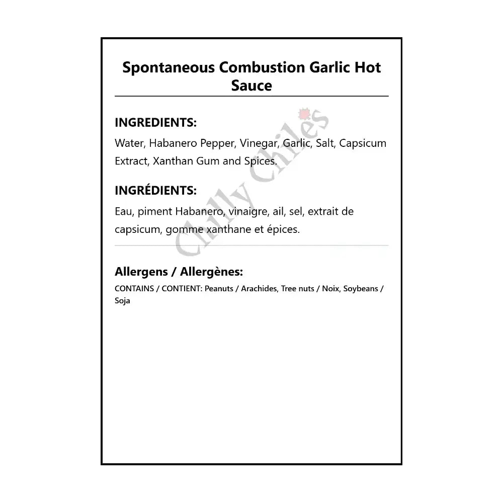 Spontaneous Combustion Garlic Hot Sauce - Hot Sauce