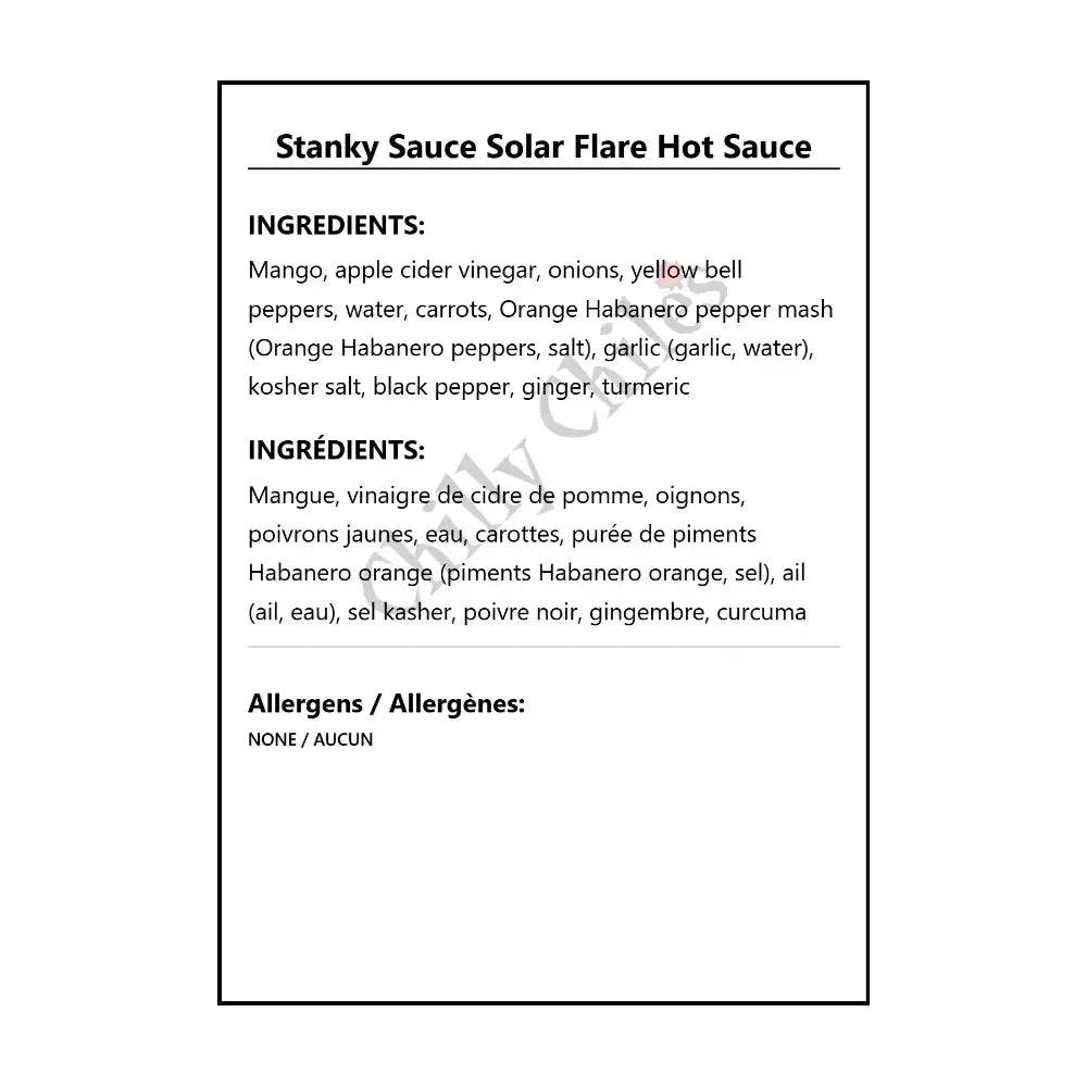 Stanky Sauce Solar Flare Hot Sauce - Hot Sauce