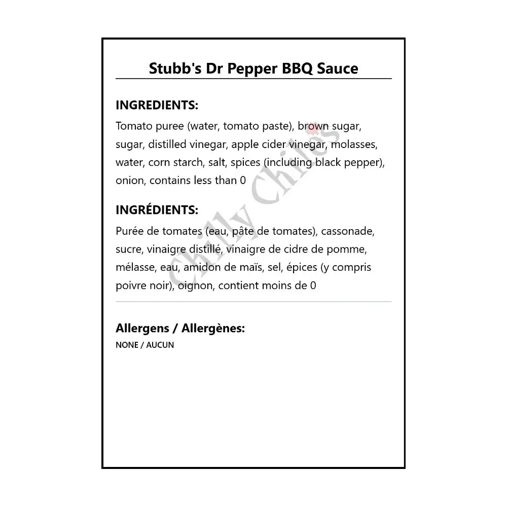 Stubb’s Dr Pepper BBQ Sauce - BBQ Sauce