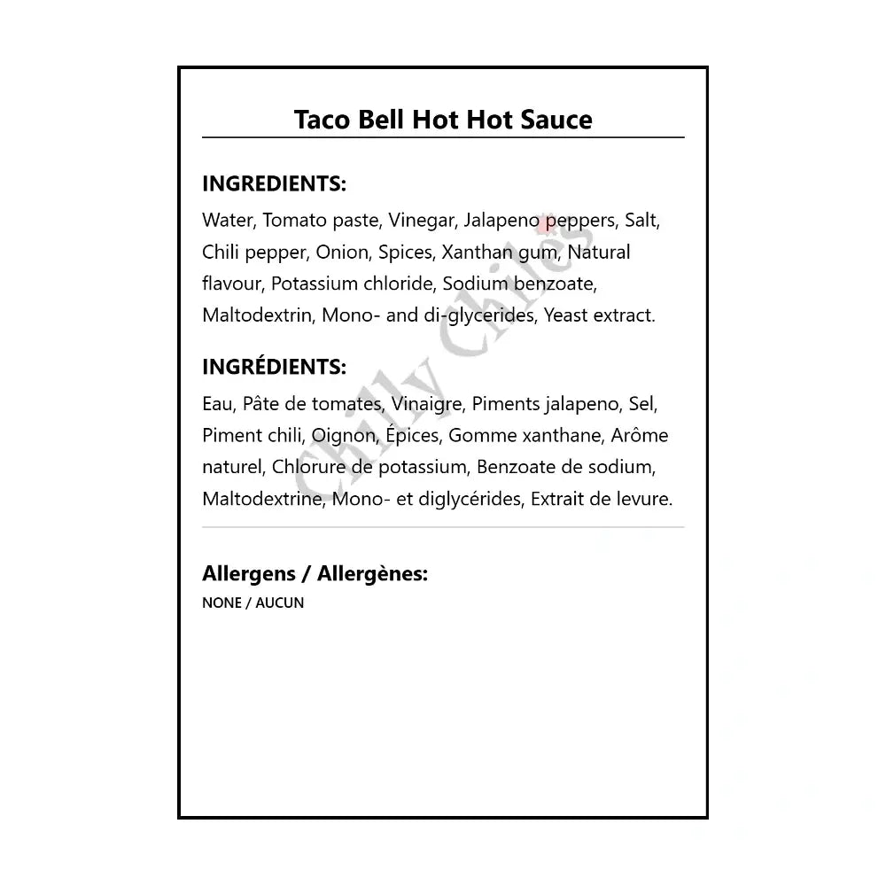 Taco Bell Hot Hot Sauce - Hot Sauce