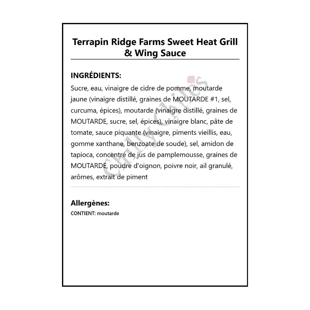 Terrapin Ridge Farms Sweet Heat Grill & Wing Sauce - Wing Sauce