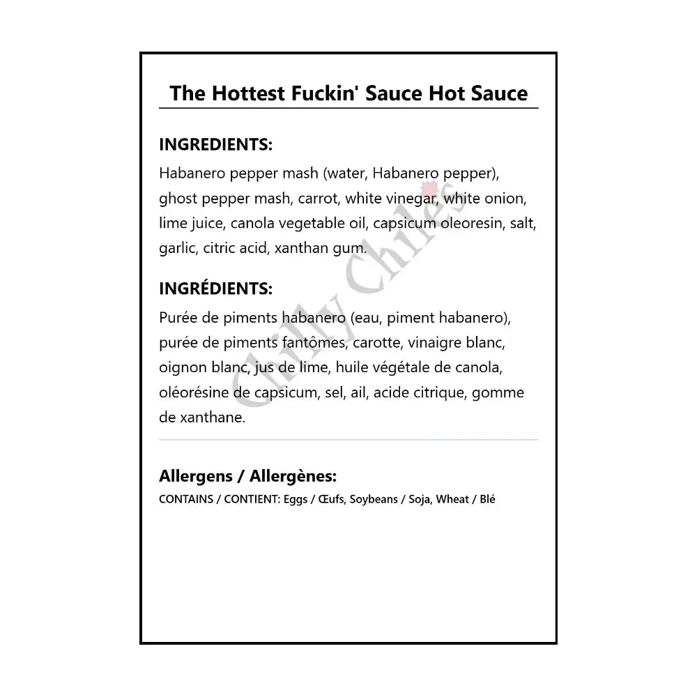 The Hottest Fuckin’ Sauce Hot Sauce - Hot Sauce