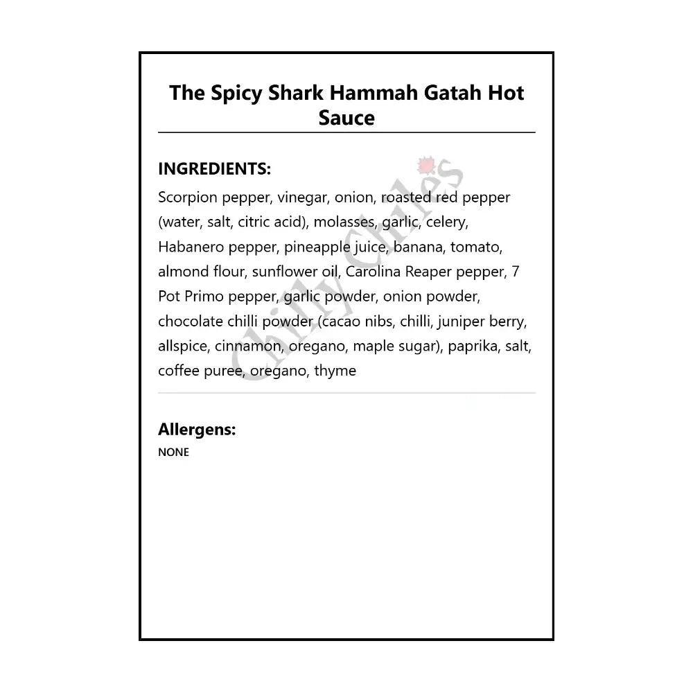 The Spicy Shark Hammah Gatah Hot Sauce - Hot Sauce