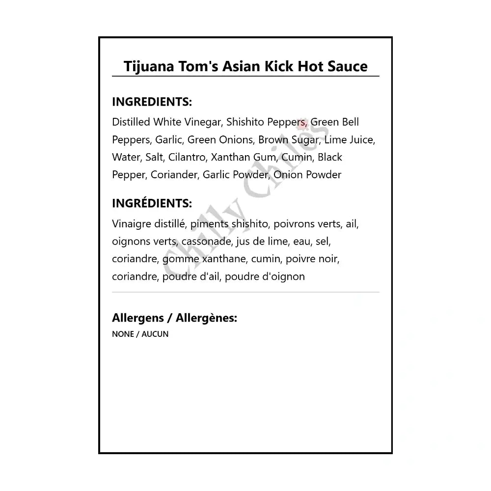 Tijuana Tom’s Asian Kick Hot Sauce - Hot Sauce