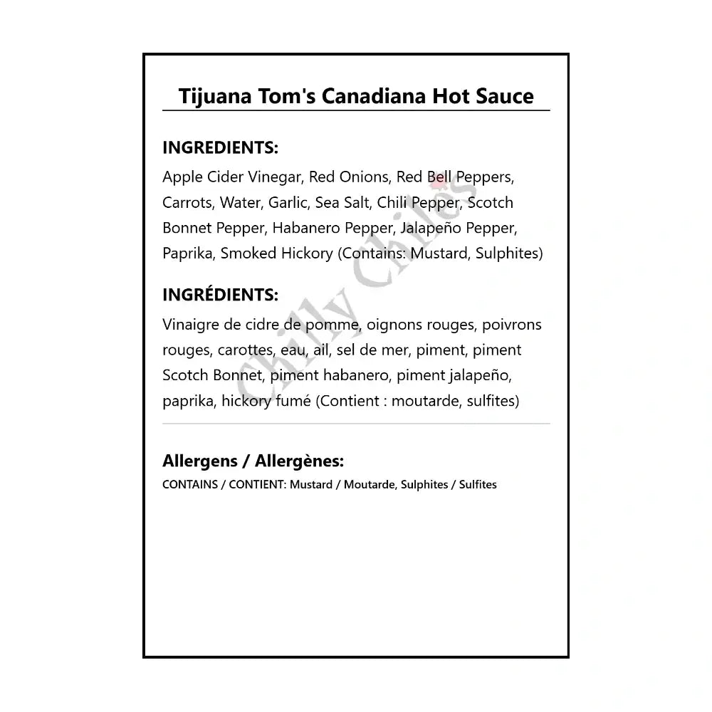 Tijuana Tom’s Canadiana Hot Sauce - Hot Sauce