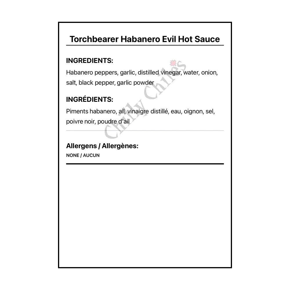 Torchbearer Habanero Evil Hot Sauce - Hot Sauce