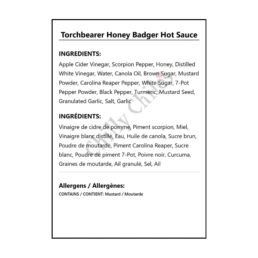 Torchbearer Honey Badger Hot Sauce - Hot Sauce