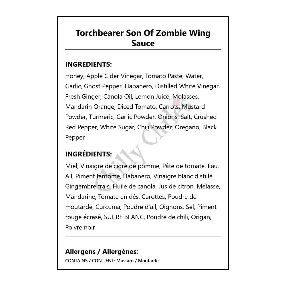 Torchbearer Son Of Zombie Wing Sauce - Hot Sauce