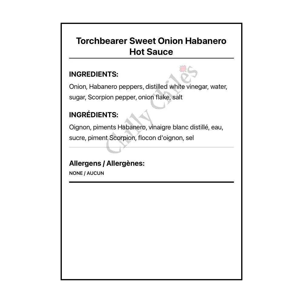 Torchbearer Sweet Onion Habanero Hot Sauce - Hot Sauce
