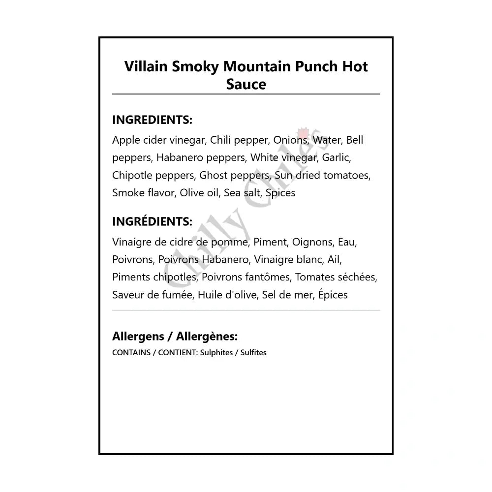 Villain Smoky Mountain Punch Hot Sauce - Hot Sauce