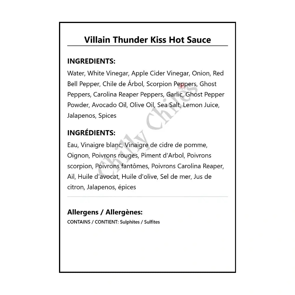 Villain Thunder Kiss Hot Sauce - Hot Sauce