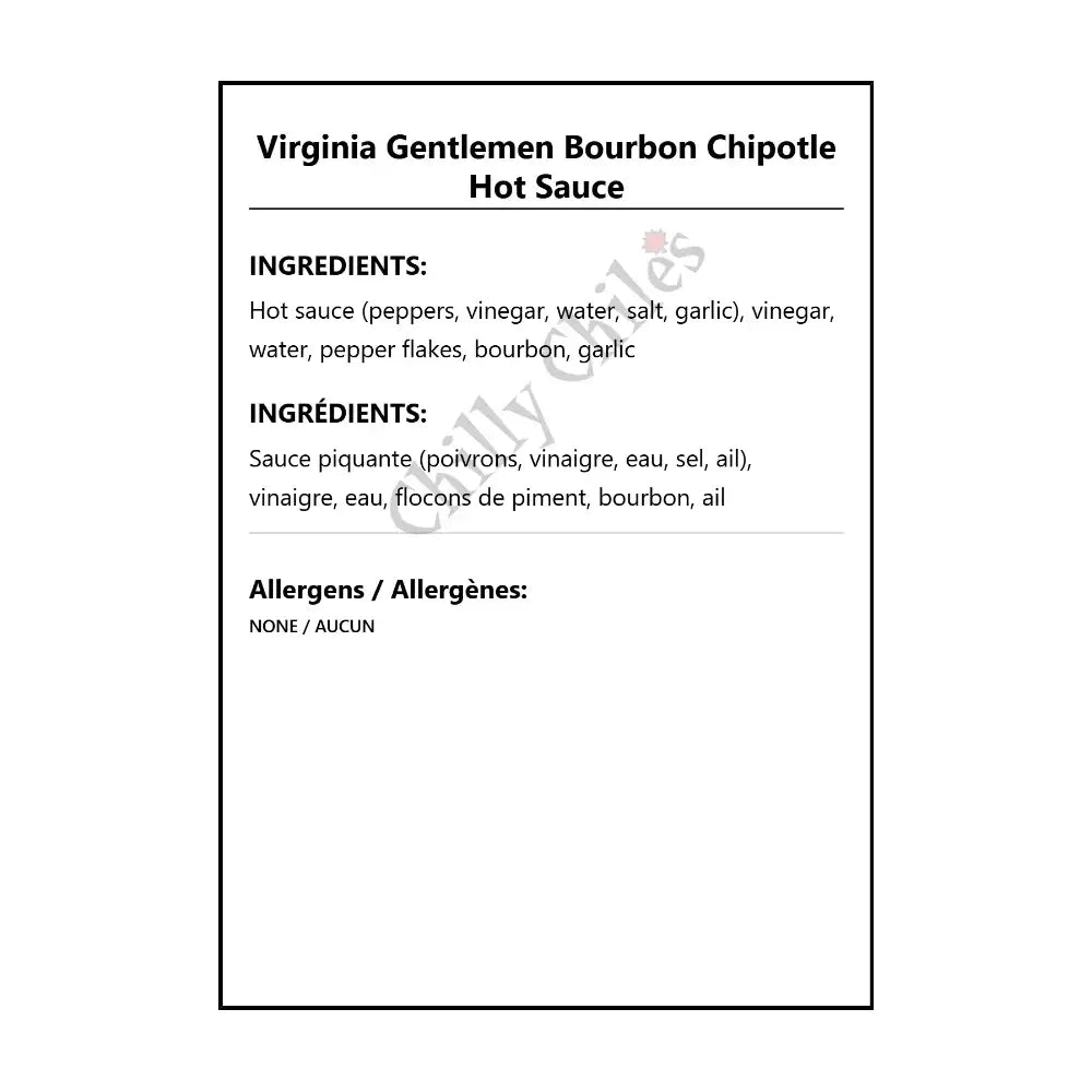 Virginia Gentlemen Bourbon Chipotle Hot Sauce - Hot Sauce