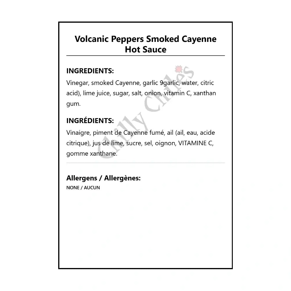 Volcanic Peppers Smoked Cayenne Hot Sauce - Hot Sauce