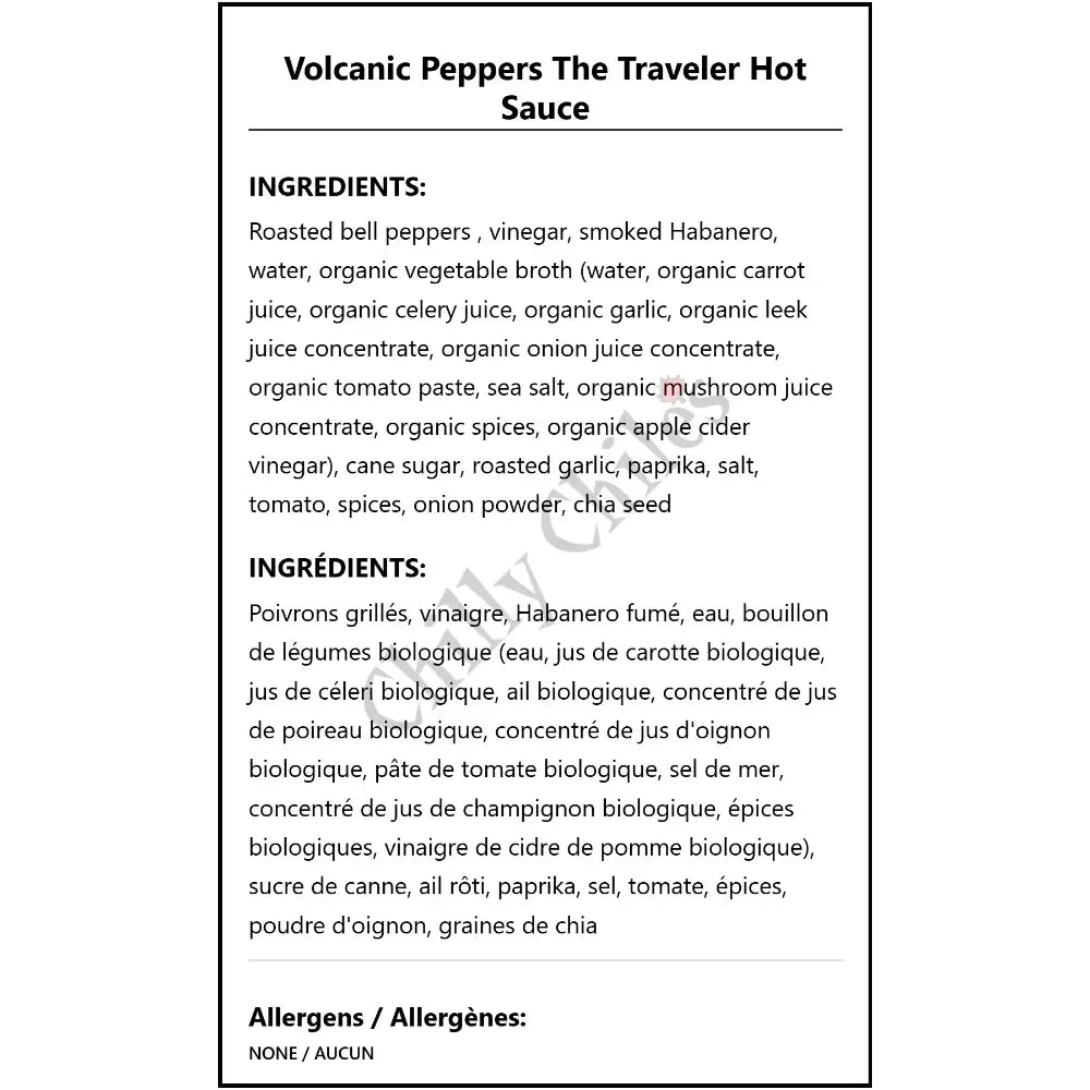 Volcanic Peppers The Traveler Hot Sauce - Hot Sauce